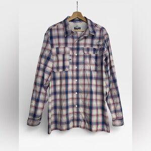 Habit Plaid Long Sleeve Button Front Shirt Large